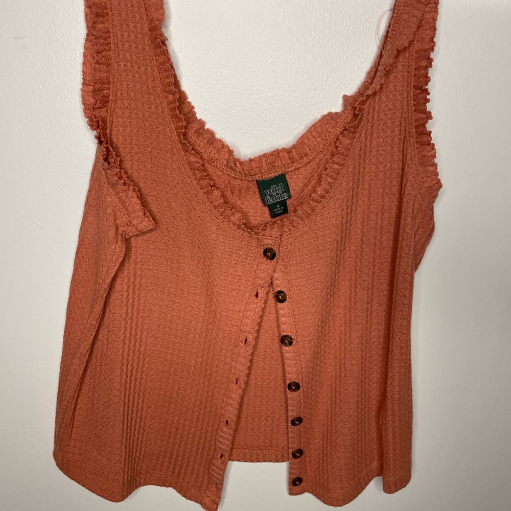 Burnt orange waffle knit tank